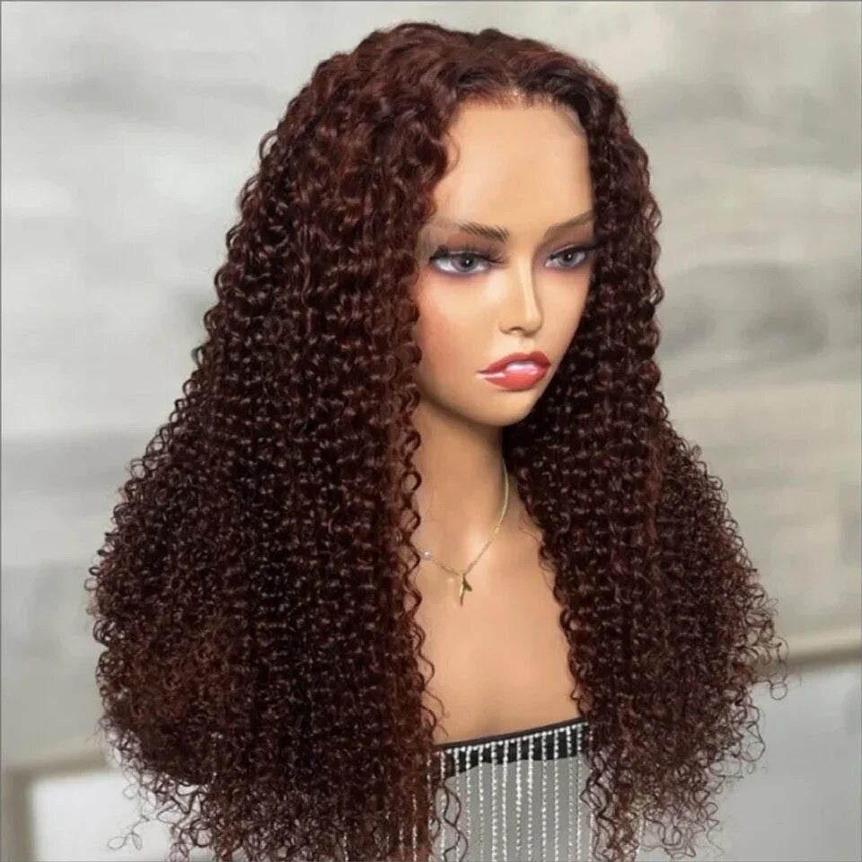 13X4 lace frontal HD brown wig , 100% human hair ,kinky curly