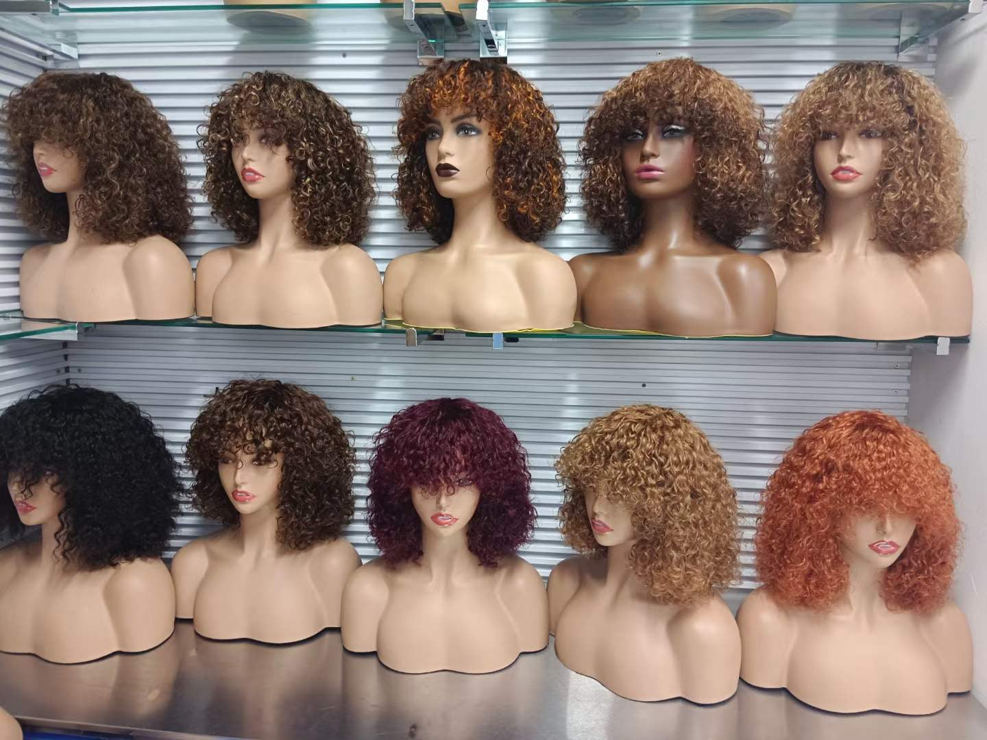 12A Brazilian Piano 4/27 Color Curly Bob Fringe Bangs Wig