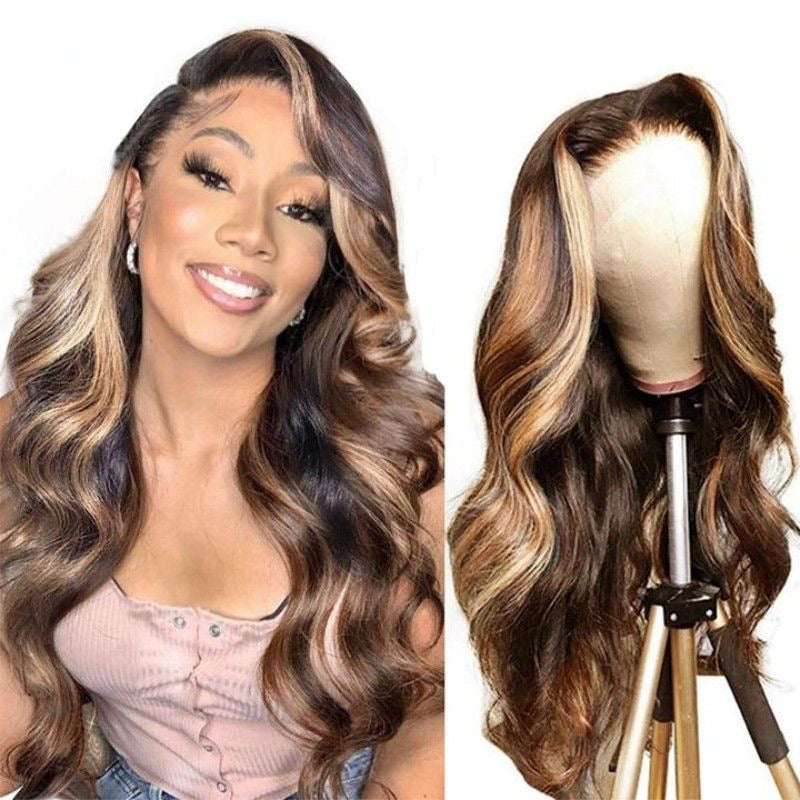 10A Human Hair body wave Piano 4/27 Wig 13*4 Frontal 200%Density Wigs