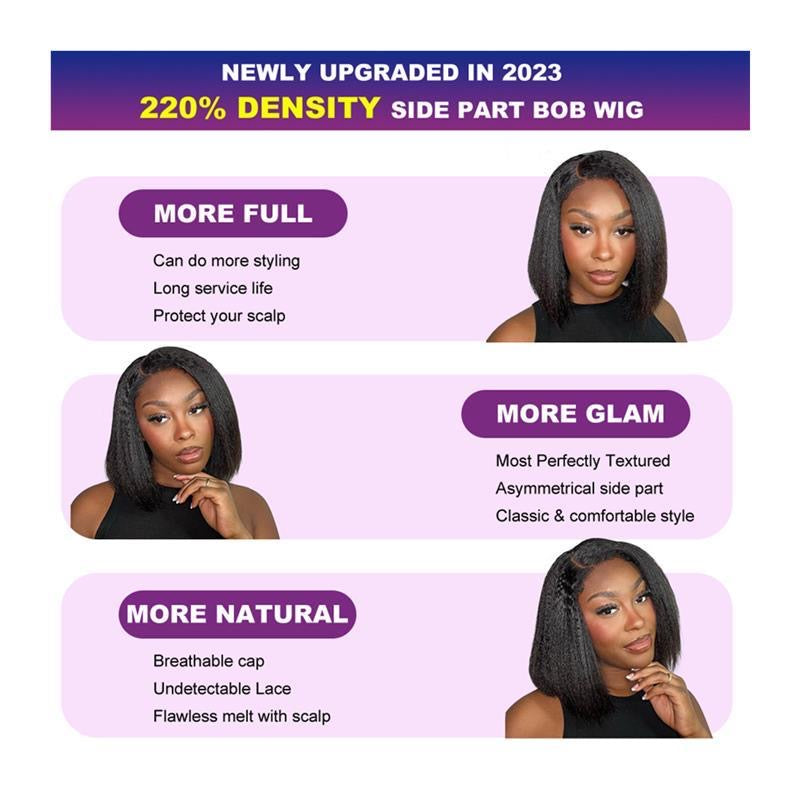 Afro Glueless edges Kinky Straight,Side Part Lace Wig