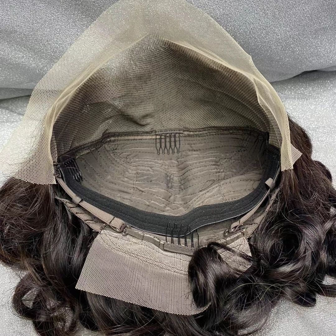 Human hair double drawn bang wig