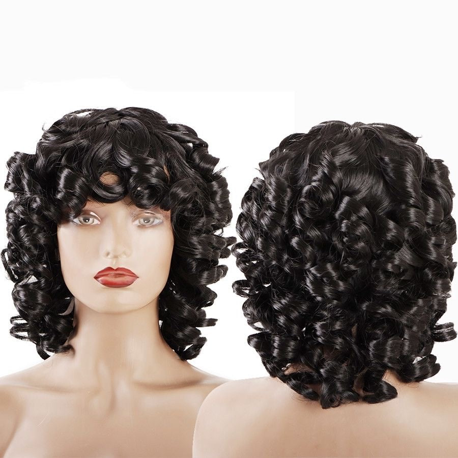 Loose Wave Curly Bob Wigs With Bangs Brazilian Virgin Hair