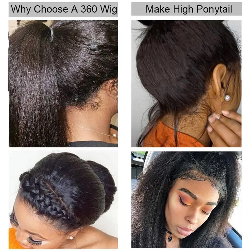 Lace Front Wigs 360 Kinky Straight Lace Frontal Wigs Glueless Pre Plucked With Baby Hair Bleached Knots For Women Human Hair