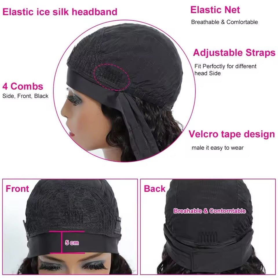 Pixie Headband wig , human hair ,machine made