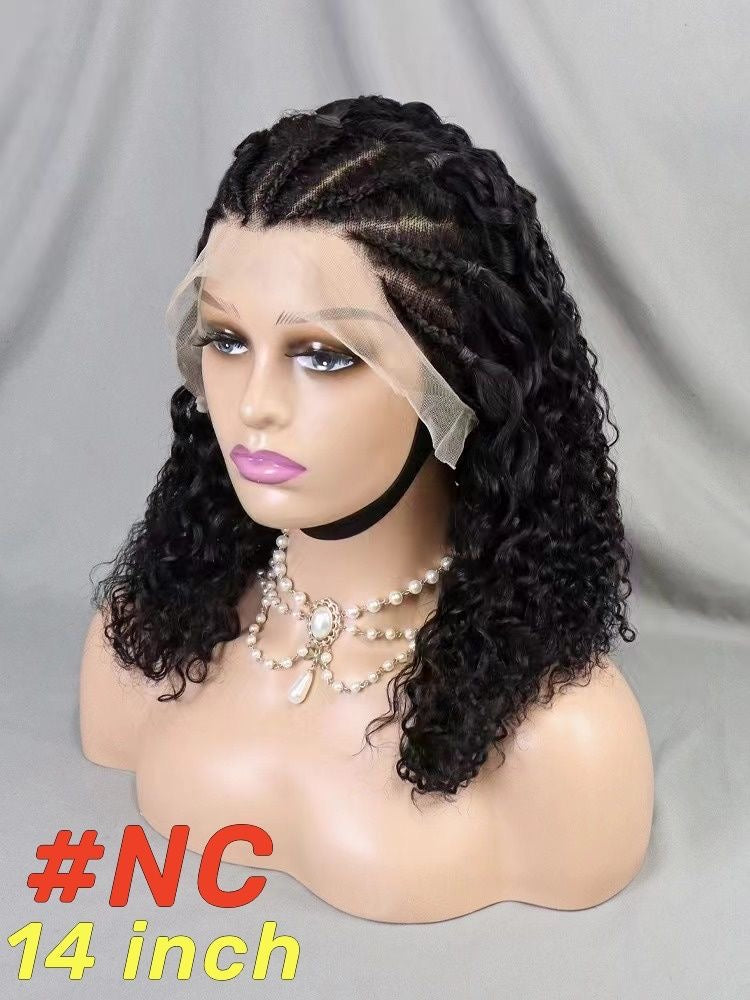 Human hair Braided Bob Wigs Curly 13*4 Lace Front remy hair wig