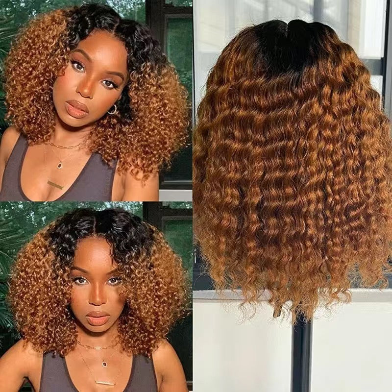 12A Jerry Curly 1B/30 Brown 200% Density Peruvian Hair