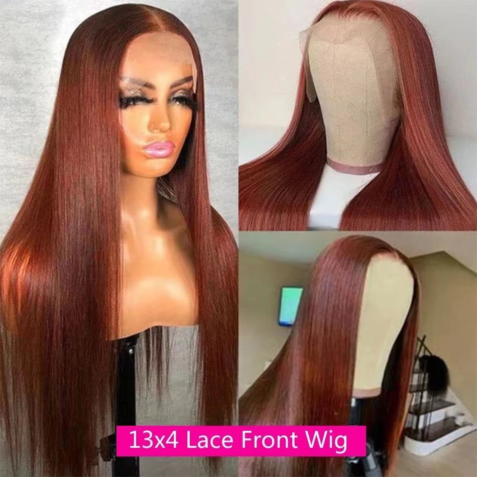 Brown human hair wig straight,13x4 and 4x4 lace frontal ,no tangles