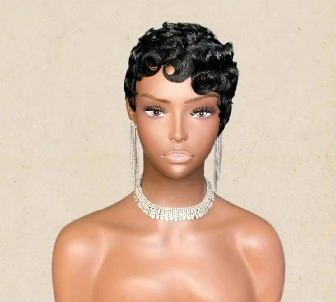 Short Curly Wig Pixie Cut Wig For Black Women Human Hair Wigs Curly Wave Pixie Wig