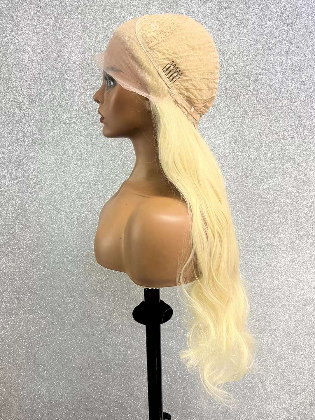 Long wavy blonde hair,28 inch synthetic hair 13x4 lace front,no tangles