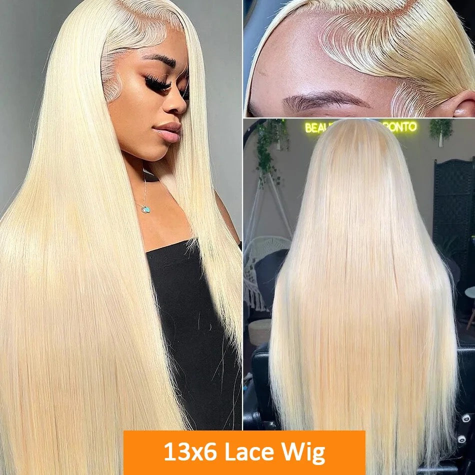 613 Blonde long wig 13x4 lace frontal wig raw virgin human hair 250% density