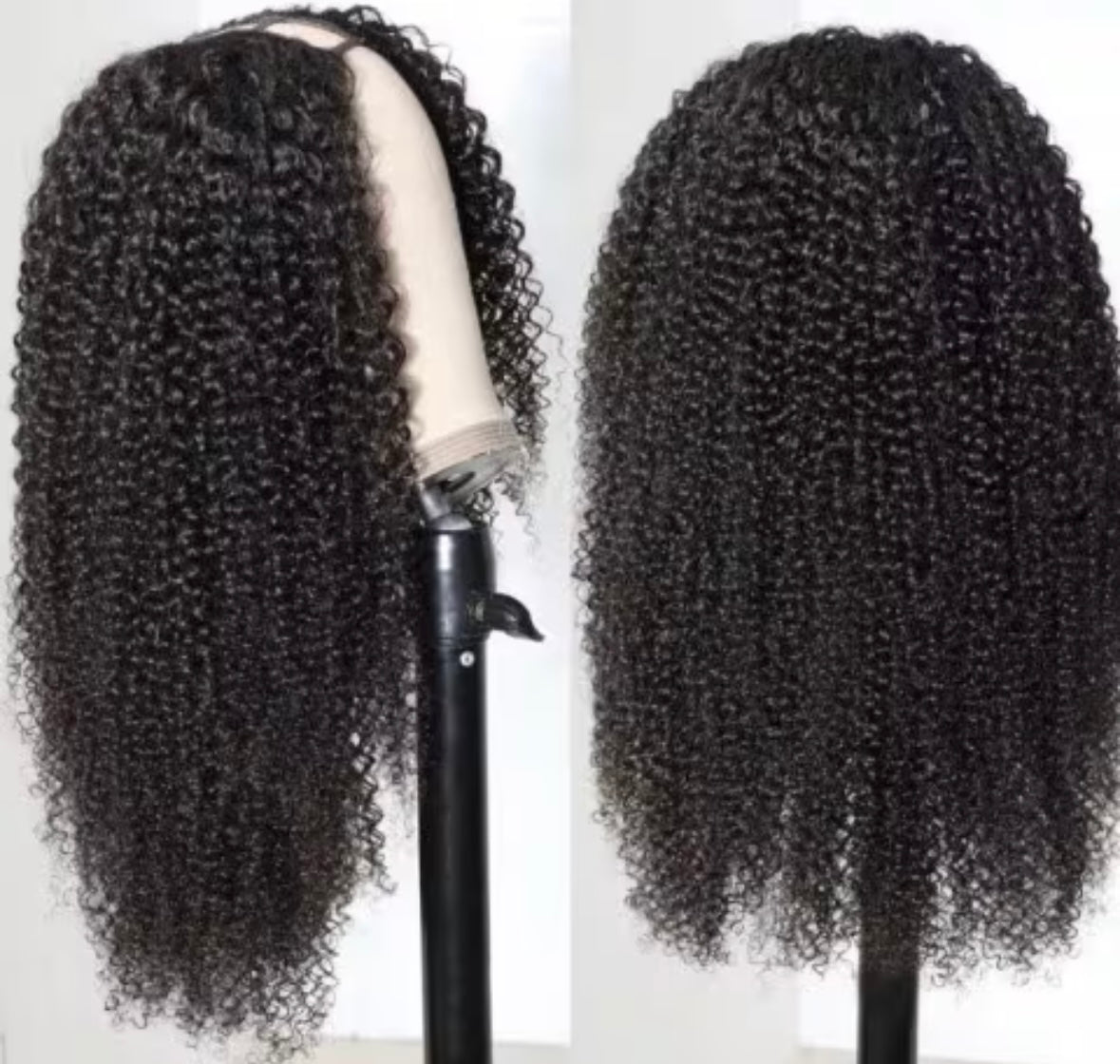 V and U part kinky curl,100% human hair