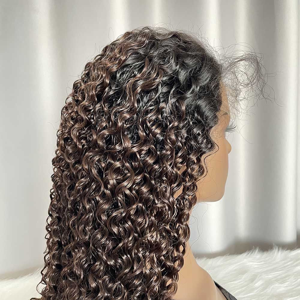 HD 5x5 Lace Closure Wig Jerry Curly Human Hair Dark Brown