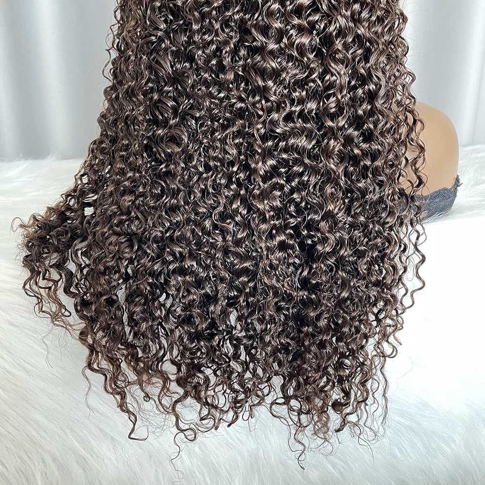 HD 5x5 Lace Closure Wig Jerry Curly Human Hair Dark Brown