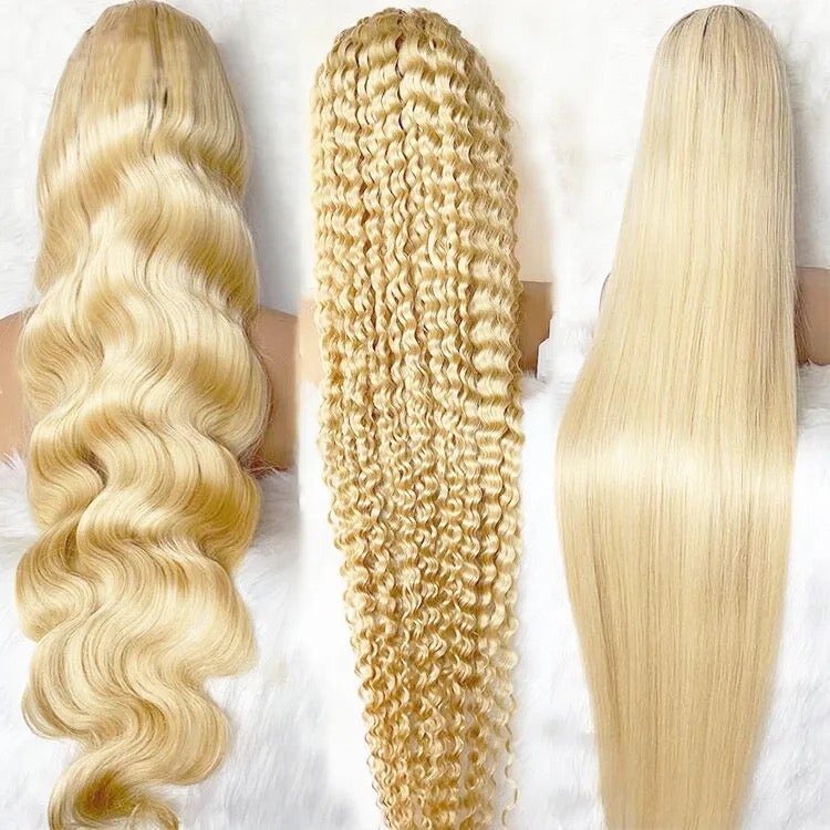 613 Blonde long wig 13x4 lace frontal wig raw virgin human hair 250% density