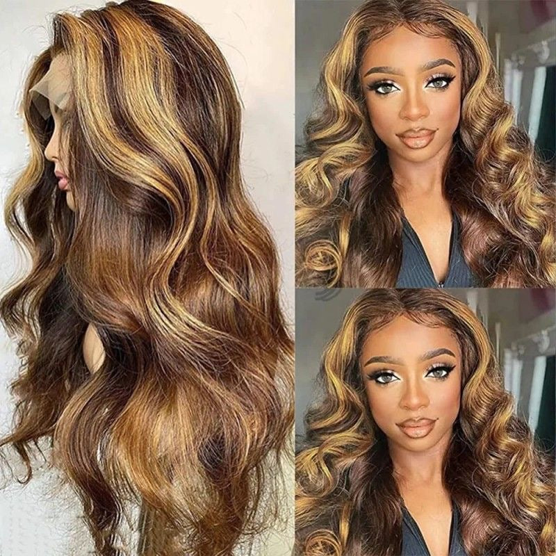 10A Human Hair body wave Piano 4/27 Wig 13*4 Frontal 200%Density Wigs
