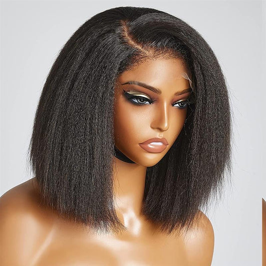 Afro Glueless edges Kinky Straight,Side Part Lace Wig