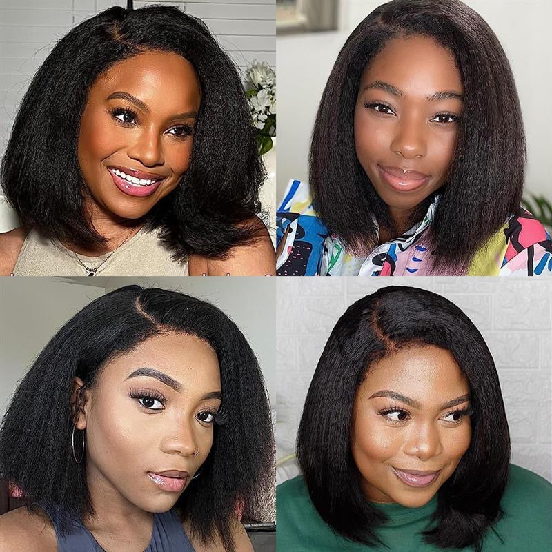 Afro Glueless edges Kinky Straight,Side Part Lace Wig