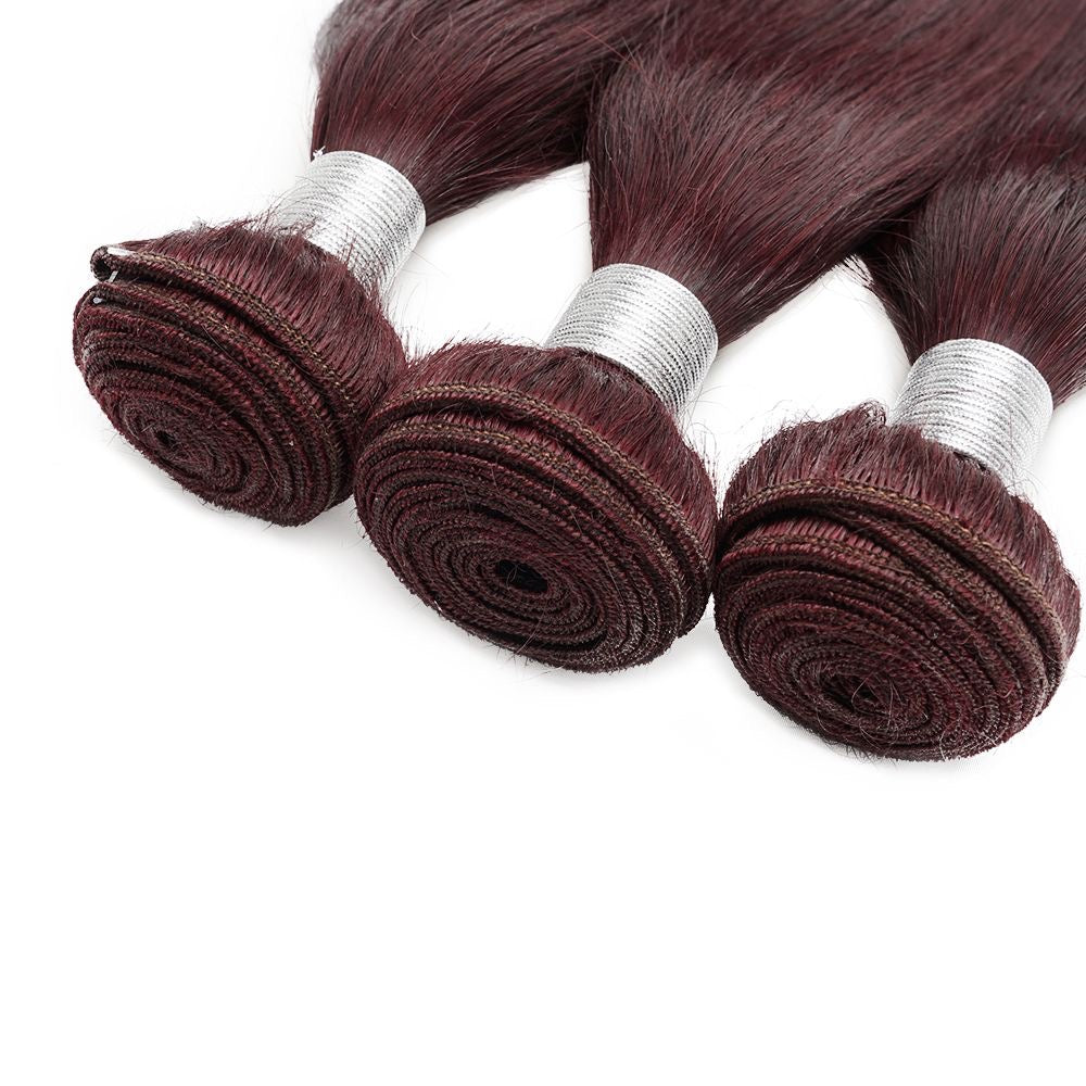 Bone Straight #99J Color Brazilian Virgin Human Hair Bundles