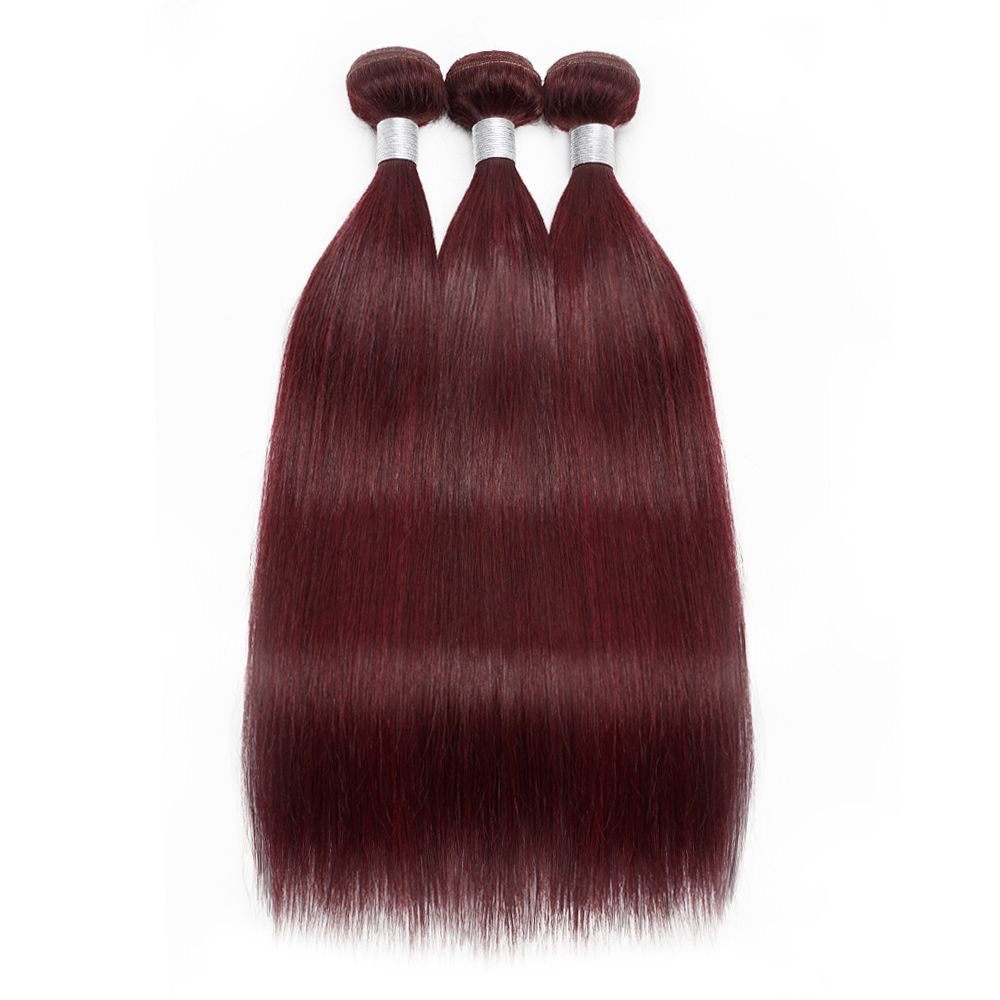 Bone Straight #99J Color Brazilian Virgin Human Hair Bundles