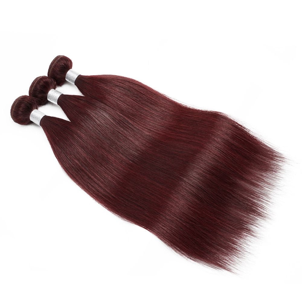 Bone Straight #99J Color Brazilian Virgin Human Hair Bundles