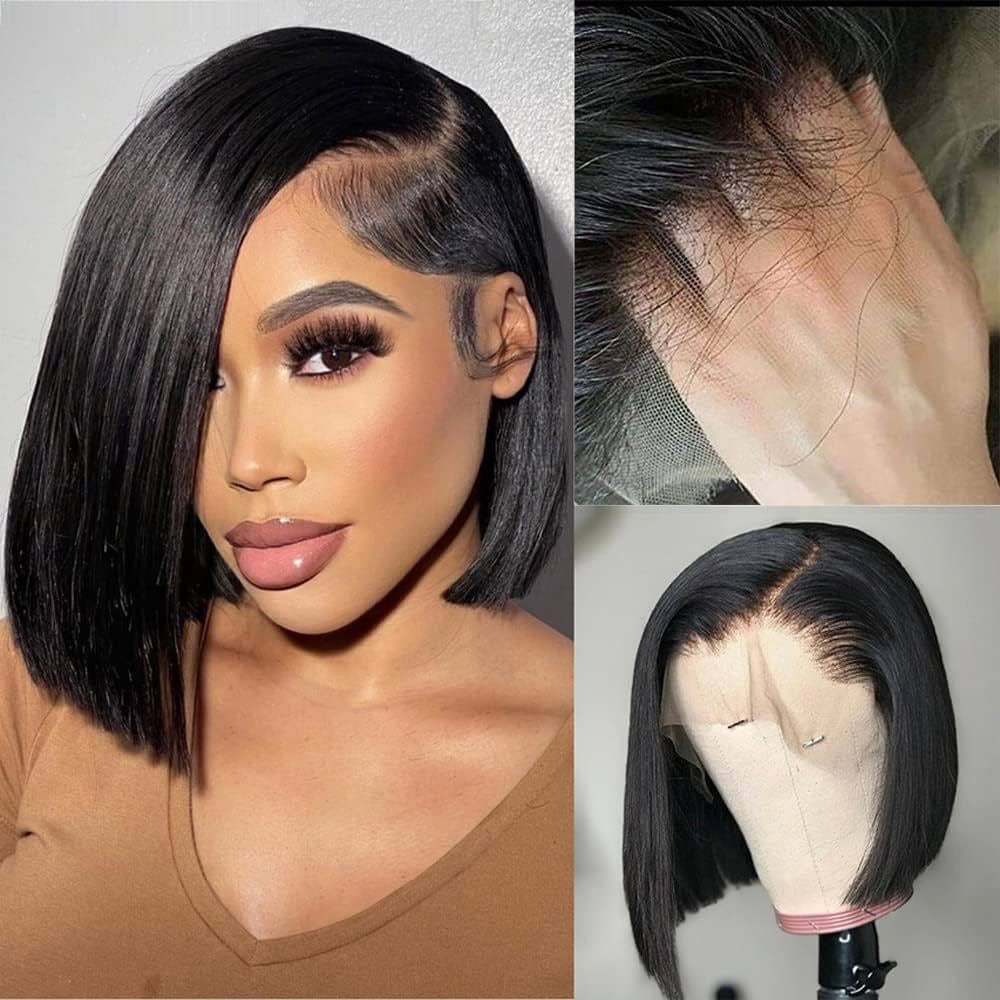 Part T lace 13x1 Brazilian Straight Bob Wig Human Hair Lace Front Wigs Short Bob Lace Wig