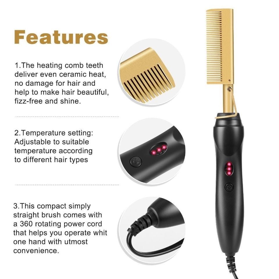 Hot comb for wigs and human hairs