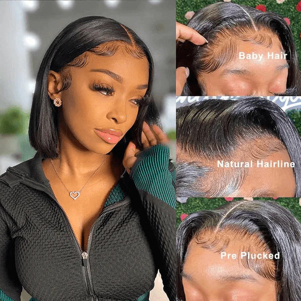 Glueless HD 13x4 lace frontal bob wig ,100% Virgin hair