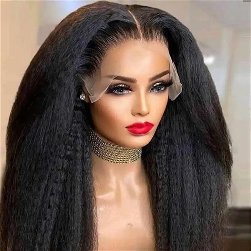 Lace Front Wigs 360 Kinky Straight Lace Frontal Wigs Glueless Pre Plucked With Baby Hair Bleached Knots For Women Human Hair