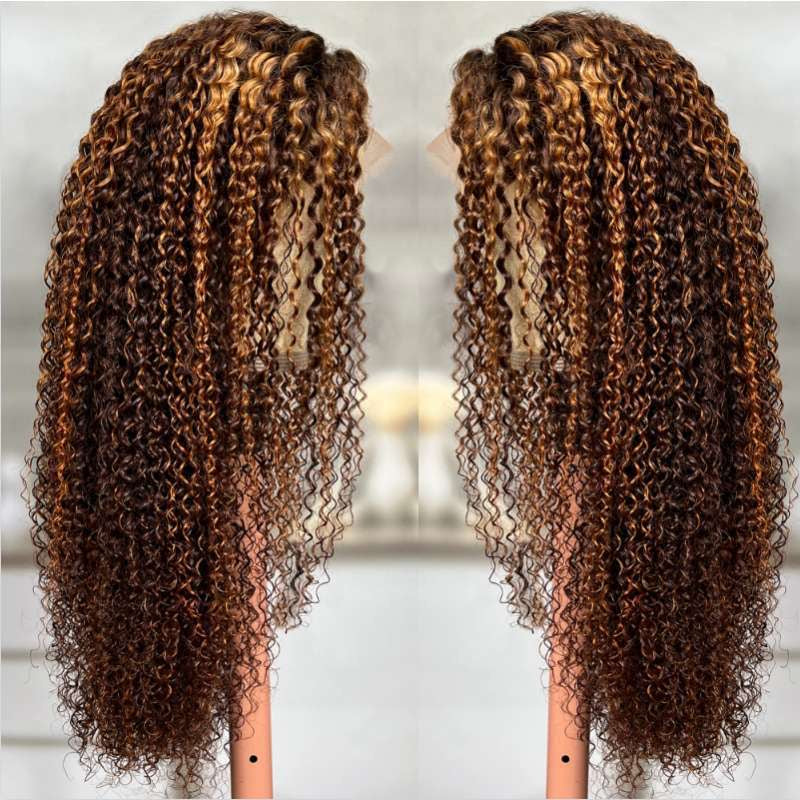 12A Highlight Jerry Curly Piano 4/27 Human Hair 13*4 Wig