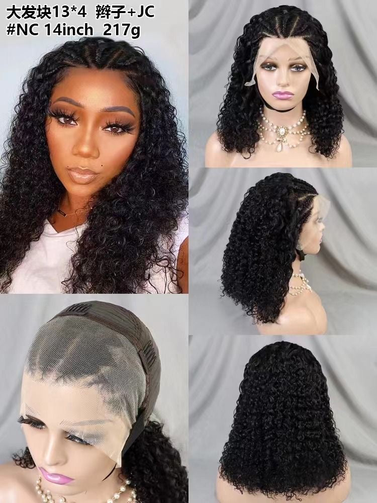Human hair Braided Bob Wigs Curly 13*4 Lace Front remy hair wig