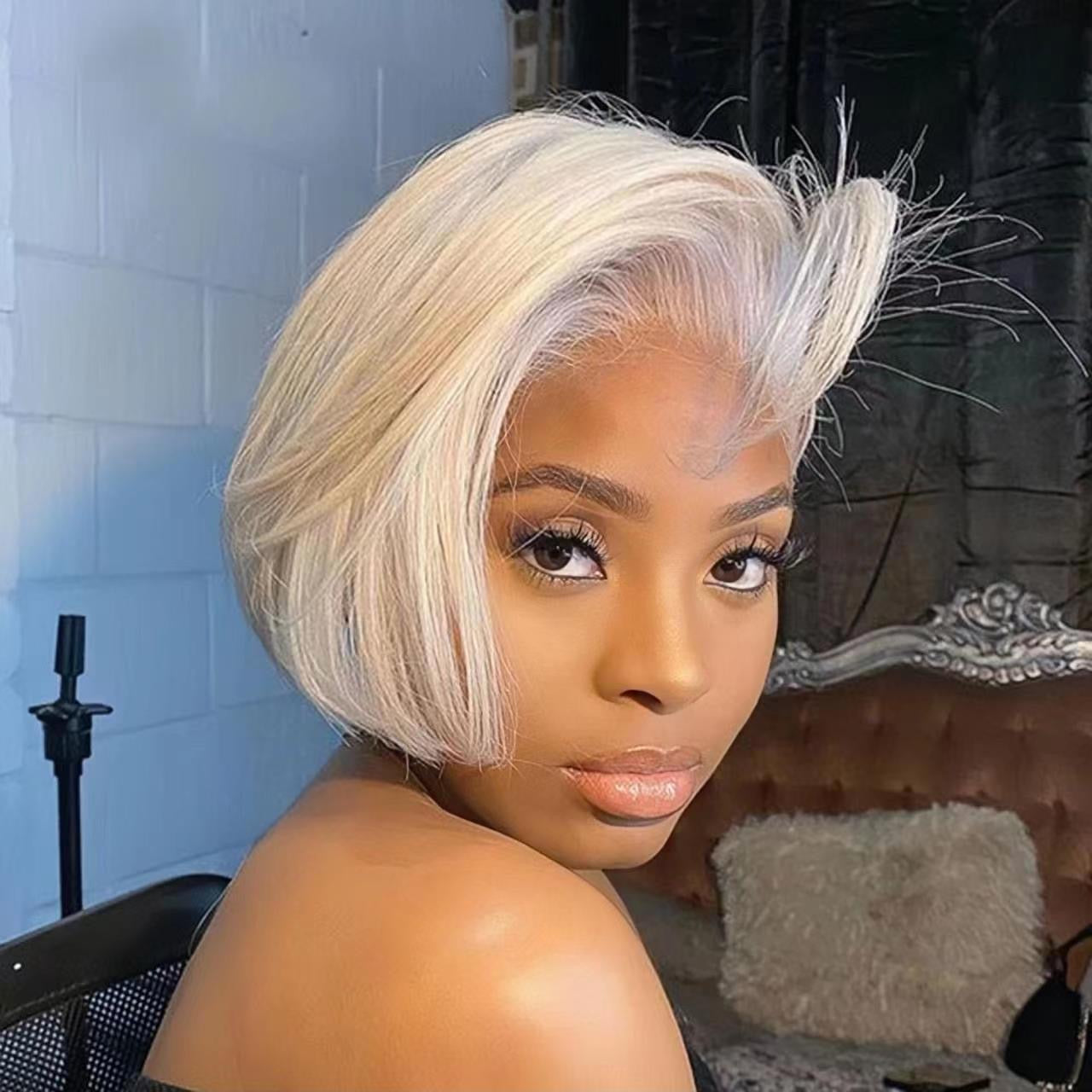 100% human hair original raw hair blonde pixie wigs for blac