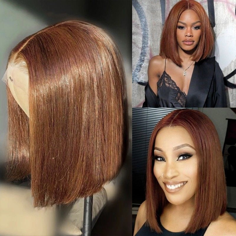 12A Brazilian Brown 4# Bob With 13*4 Frontal 200% Density