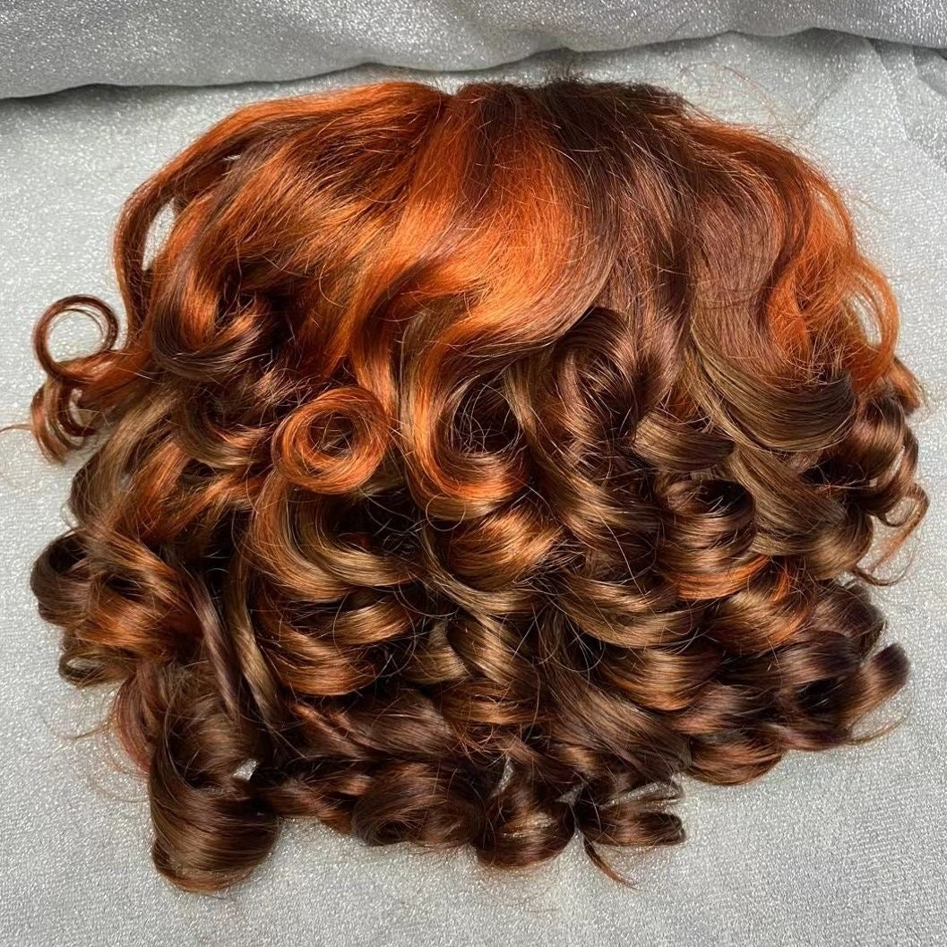 Human hair double drawn bang wig