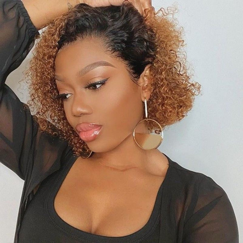 12A Jerry Curly 1B/30 Brown 200% Density Peruvian Hair