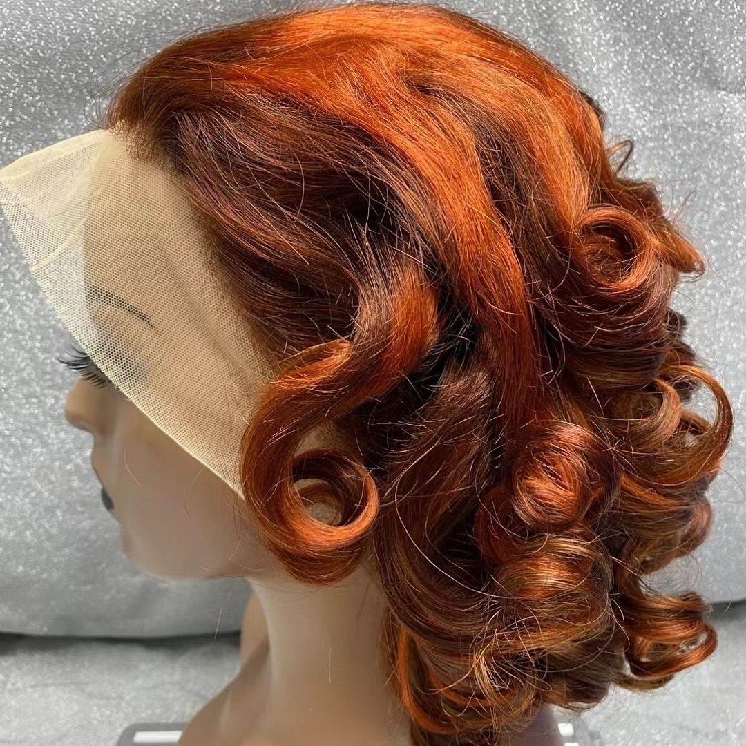 Human hair double drawn bang wig