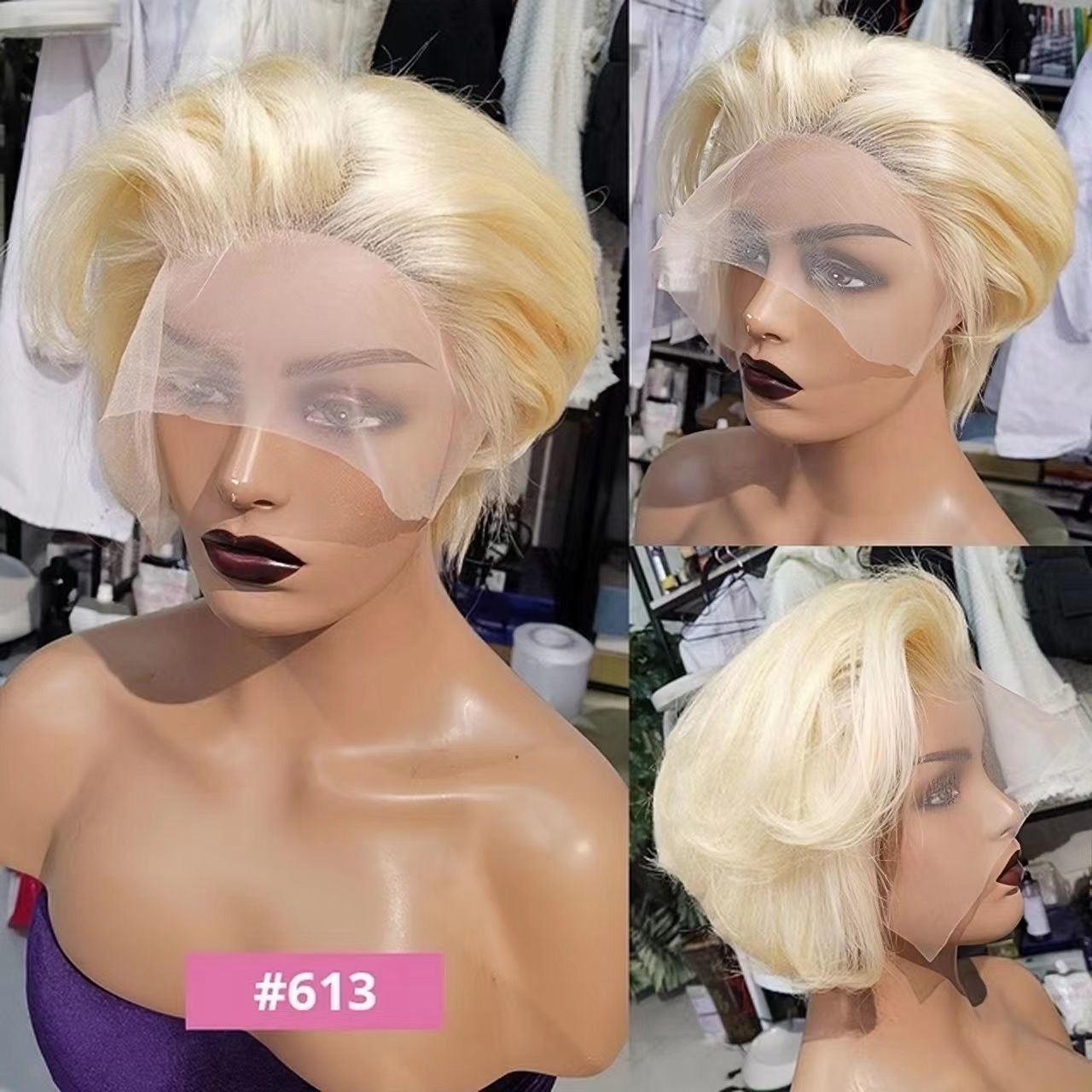 100% human hair original raw hair blonde pixie wigs for blac