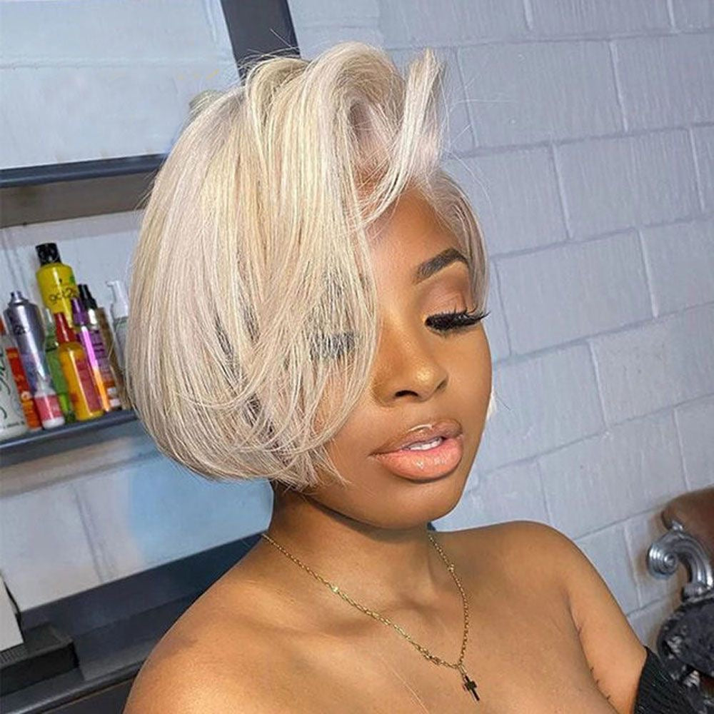 100% human hair original raw hair blonde pixie wigs for blac