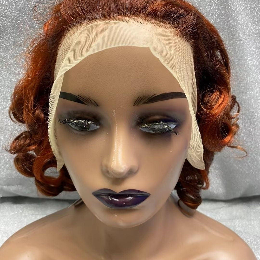 Human hair double drawn bang wig